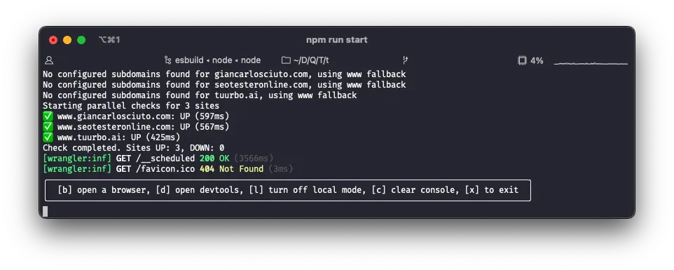 Terminale con output